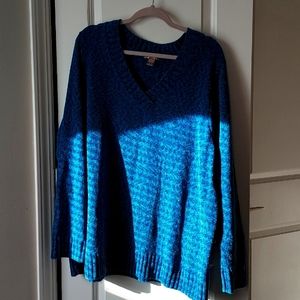 White Stag longbsleeve sweater 3x v neck  blues browns